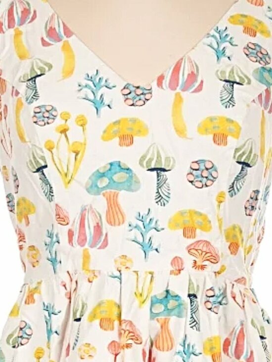 Modcloth Dresses & Skirts - ModCloth White Dress with Multicolor Mushroom Print